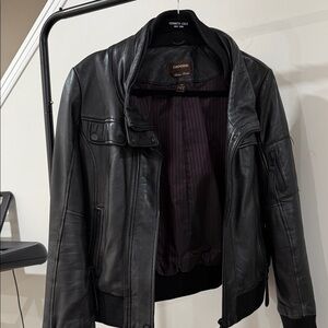 Danier Black Leather Bomber Jacket